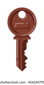 Vintage key antique door key isolated on white background