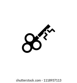 Vintage key black icon concept. Vintage key flat  vector symbol, sign, illustration.