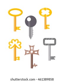 Vintage key door key isolated on white background