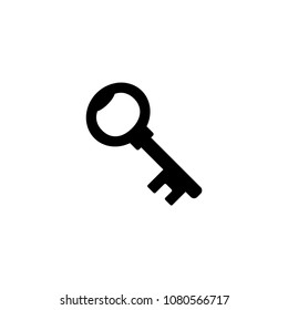 Vintage Key. Flat Vector Icon. Simple black symbol on white background