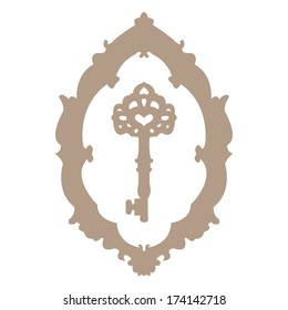 vintage key in a frame