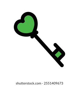 Vintage Key With Heart Shaped Handle Outline