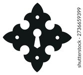 Vintage key hole black silhouette. Ornate shape