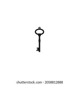 Vintage Key Icon. Mystery, Clue And Magic Symbol. Unlock, Hint, Tint And Secret Concept. Vector Illustration Isolated On White. Home, House Retro Key