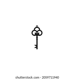 Vintage Key Icon. Mystery, Clue And Magic Symbol. Unlock, Hint, Tint And Secret Concept. Vector Illustration Isolated On White. Home, House Retro Key