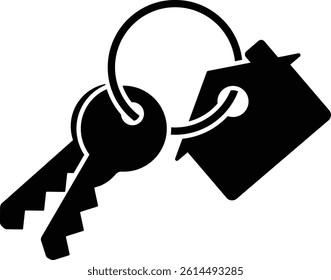 Vintage Key Icon Vector or Black Silhouette Key Symbol Design