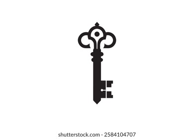 vintage key icon vector silhouette isolated in white background