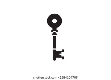 vintage key icon vector silhouette isolated in white background