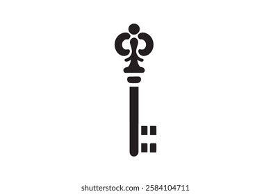 vintage key icon vector silhouette isolated in white background