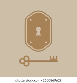 Vintage Key e Keyhole. Clássico velho misterioso vetor secreto ilustração 