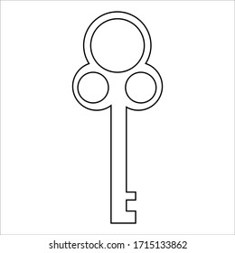 Vintage Key. The Key to the Lock Isolated on a White Background.