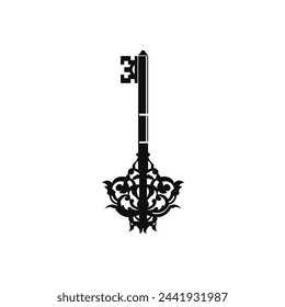 vintage key logo icon vector illustration for security, property and art industry