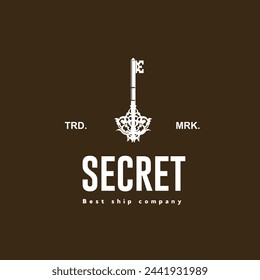 vintage key logo icon vector illustration for security, property and art industry