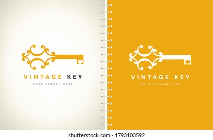 vintage key logo vector design