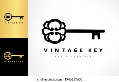 diseño vectorial de logotipo de clave vintage