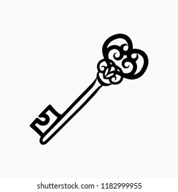 Vintage Key n Hand Drawing Doodle Style.