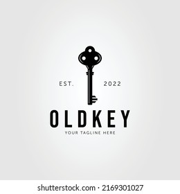 vintage key and old lock logo vector illustration design