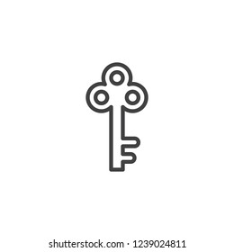 Vintage key outline icon. linear style sign for mobile concept and web design. Door key simple line vector icon. Password symbol, logo illustration. Pixel perfect vector graphics