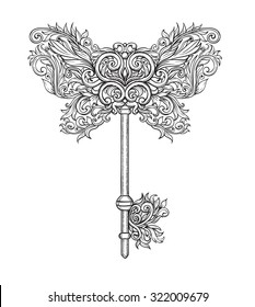 Vintage key in the patterns of the Baroque