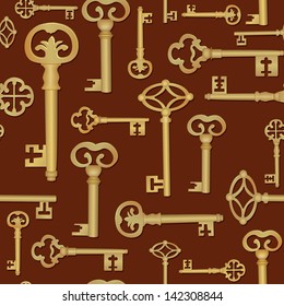 Vintage key seamless background.