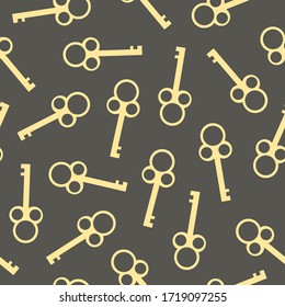 Vintage Key Seamless Pattern. The Key to the Lock on a Gray Background.