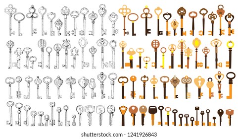 vintage key, set, collection