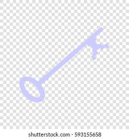 Vintage key sign. Vector. Periwinkle icon on transparent background.