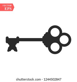 Vintage key silhouette black lock safety secret symbol