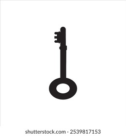 Vintage key silhouette. Old key icon vector illustration.