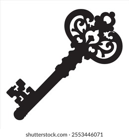 Vintage Key silhouette on white background
