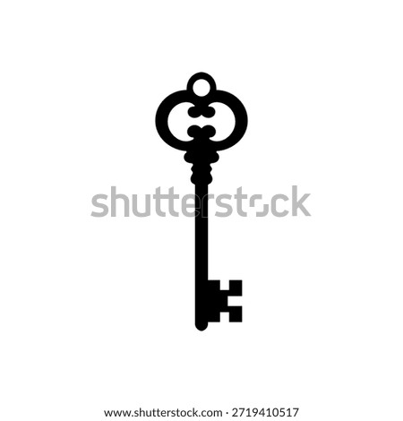 Vintage key silhouette vector flat illustration design.