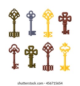 Vintage key vector isolated icon