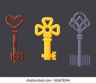 Vintage key vector isolated icon.