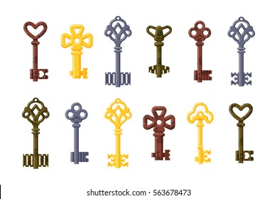 Vintage key vector isolated icon.