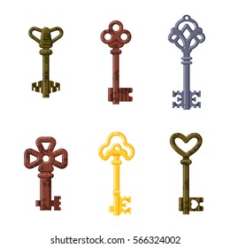 Vintage key vector isolated icon.