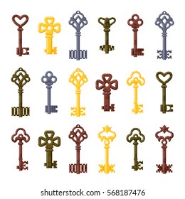 Vintage key vector isolated icon.