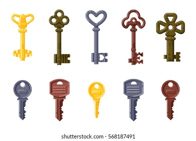 Vintage key vector isolated icon.