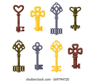 Vintage key vector isolated icon.