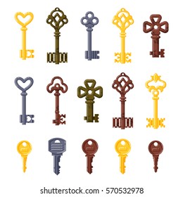 Vintage key vector isolated icon.