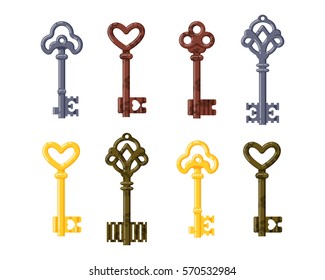 Vintage key vector isolated icon.