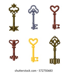Vintage key vector isolated icon.