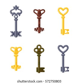 Vintage key vector isolated icon.