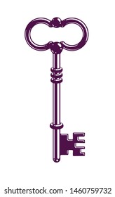 Vintage key vector logo or icon, beautiful antique turnkey illustration isolated.