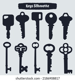 Vintage key vector set in engraving style. antique collection