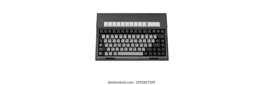 vintage keyboard isolated on white background halftone retro magazine style collage element for mixed media technology design