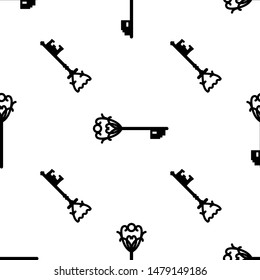 Vintage keys black and white vector seamless pattern. EPS 10