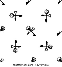 Vintage keys black and white vector seamless pattern. EPS 10