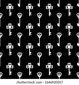Vintage keys black and white vector seamless pattern. EPS 10