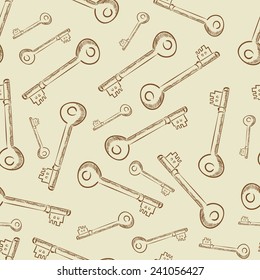 Vintage keys of the different size seamless texture