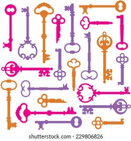 Vintage keys pattern repeats seamlessly.